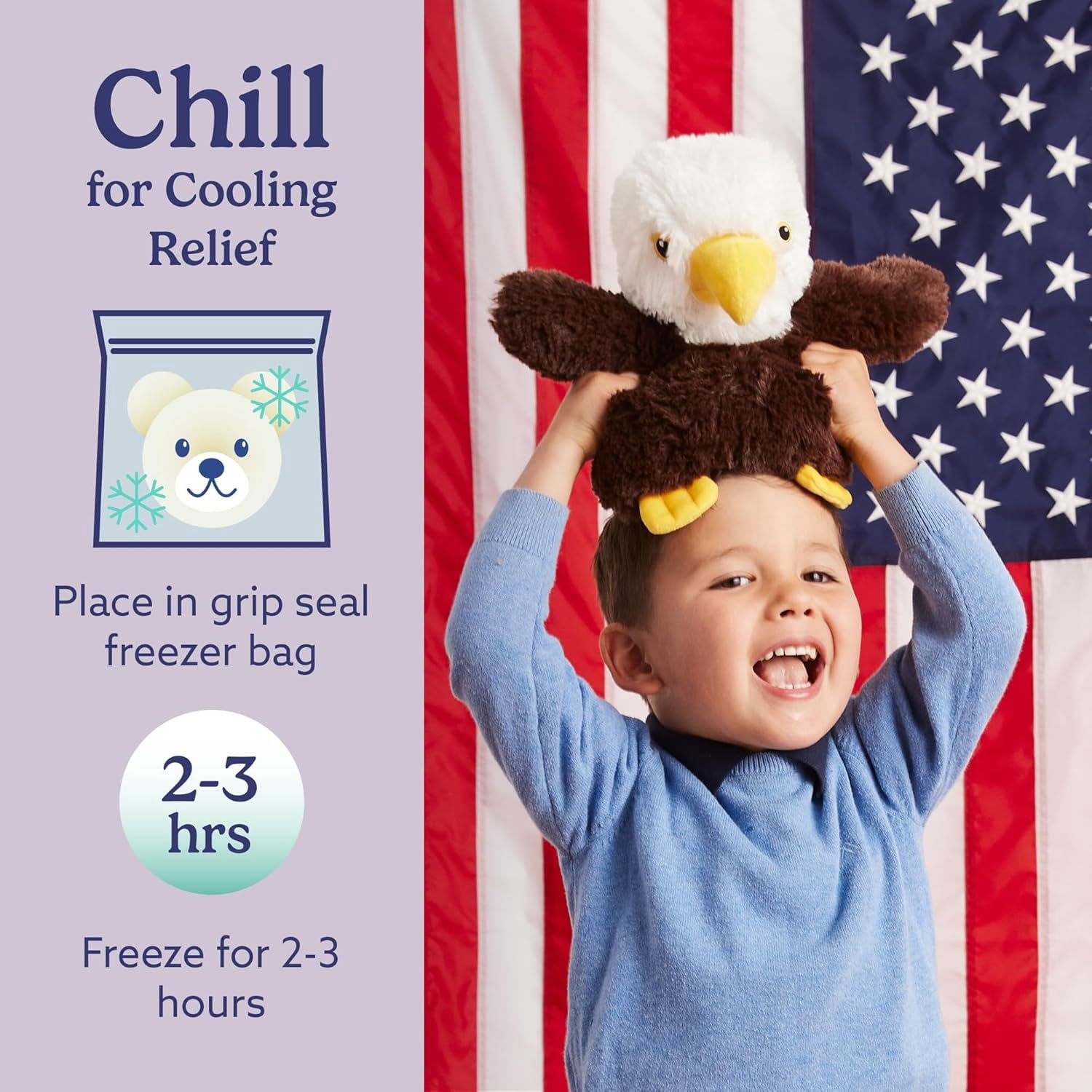 warmies 13” Eagle Stuffed Animal, Microwavable Heated Plushies and Weighted Soft Plush Toys