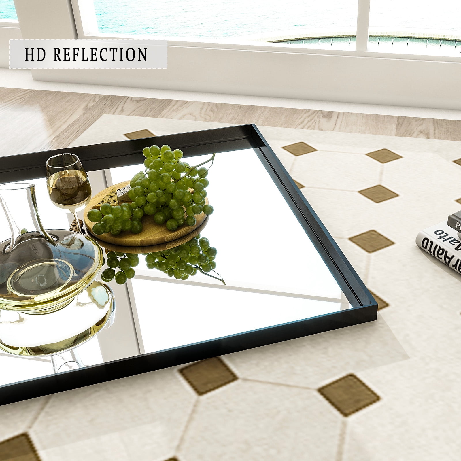Gleamira 32"x72" Rectangular Full Length Mirror Floor Standing Mirror with Deep Frame, Black