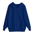 thumbnail image 4 of Girls Zip Up Hoodies, Teen Full-Zip Hooded Sweatshirt Jacket, Casual Fall Long Sleeve Solid Lightweight Outerwear with Pockets Blue 150, 4 of 6