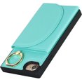 thumbnail image 6 of Wallet Cases for iPhone SE 2022/SE 2020/7/8 with Card Holder 4.7",PU Leather Magnetic Clasp [360° Rotatable Ring Holder Kickstand] Heavy Duty Flip Case for Women Girls,(Mint Green), 6 of 14