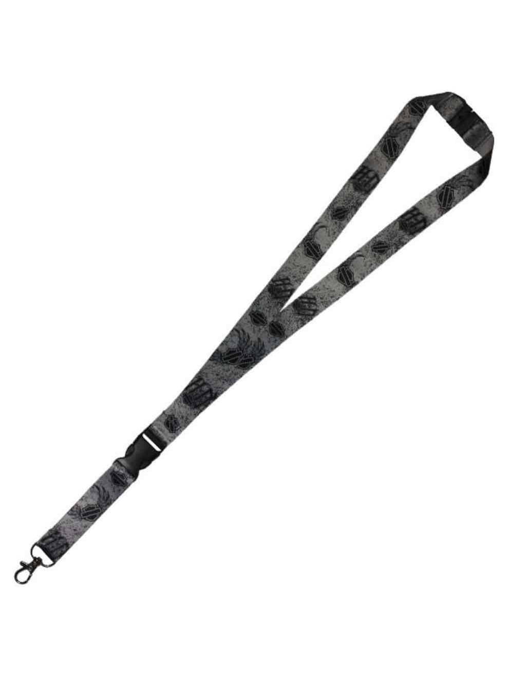 HarleyDavidson Women's Spiked HD Bar & Shield Winged Lanyard, Gray