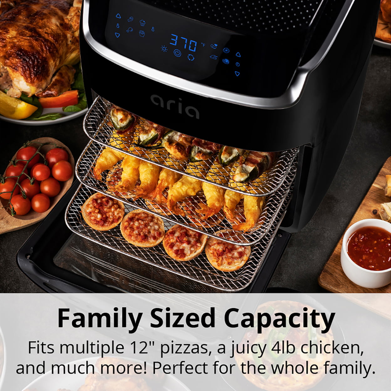 Magic Chef 10.5 Qt. BPA FREE Digital Air Fryer Oven Rotisserie & Dehydrator  Compact Size for Countertop with 3 Trays - Black - Bed Bath & Beyond -  29741846