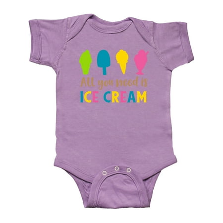 

Inktastic All You Need Is Ice Cream - Blue Pink Yellow Green Gift Baby Boy or Baby Girl Bodysuit