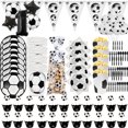 thumbnail image 2 of Juego de vajilla desechable con temática de fútbol, suministros de decoración de pasteles para fiesta de cumpleaños de niño, Baby Shower, patrón de fútbol, taza, plato, Pajita, 2 of 5