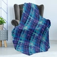 thumbnail image 4 of Navy Blue Soft Flannel Fleece Throw Blanket, Complex Structured Different Lines and Patterns Polka Dots Stripes Patch Work, Cozy Plush for Indoor and Outdoor Use, 70" x 90", Purple Blue, by Ambesonne, 4 of 5