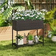 thumbnail image 2 of Gymax Jardinière Surélevée Bac de Jardin Surélevé avec Surface en Rotin Étagère de Rangement Inférieure, 2 of 10