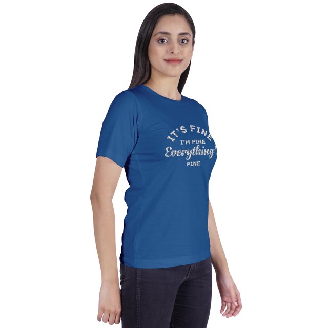 Inkmeso T-shirt à Col Rond « It's Fine I'm Fine Everything's Fine » Haut en Jersey Inspirant à Lettres Imprimées pour Femmes
