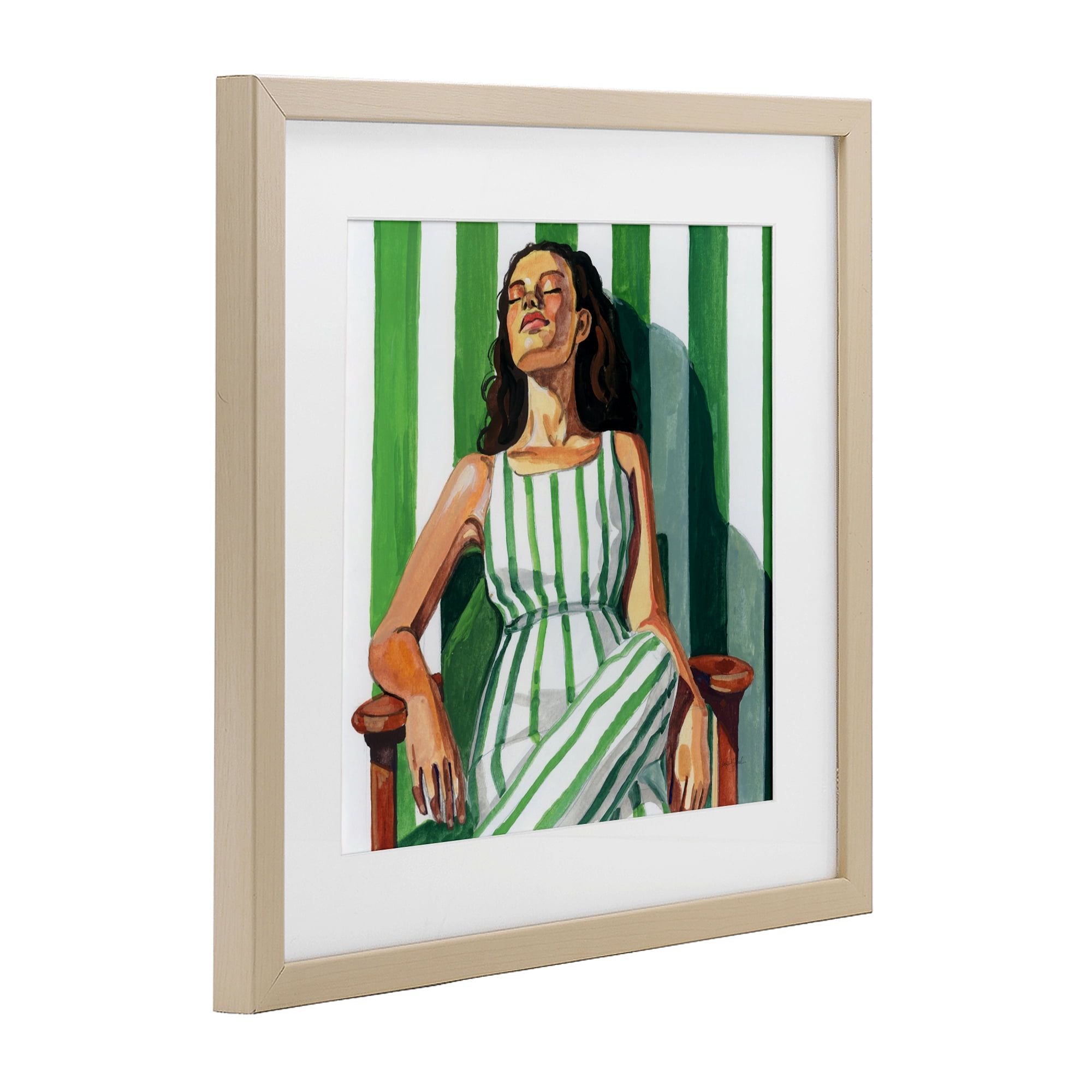 Stupell Industries Relaxing In A Striped Dress Birch Framed Print Under Glass, design by Kate Jarvik Birch