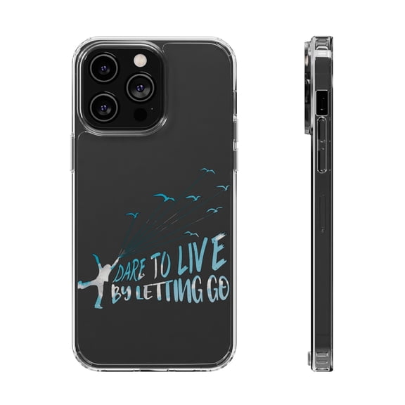 DistinctInk Clear Case for Apple iPhone 15 PRO (6.1" Screen) - Live Letting Go