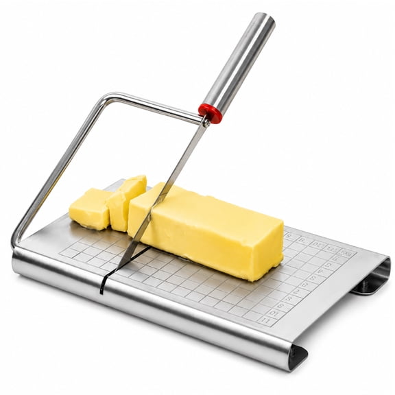 Stainless Steel Cheese Slicer with Size Markings, Kitchen Cutting Board Slicer for Cheese, Butter, Vegetables, Onions,Sausages