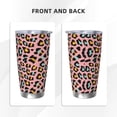 thumbnail image 3 of Fotbe Leopard Pattern 20 oz Tumbler Stainless Steel Vacuum Insulated Coffee Ice Cup Double Wall Travel Flask Leak-proof Coffee Cup-Straw Three-piece Set, 3 of 8