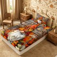 thumbnail image 5 of Erosebridal Gnome Pumpkin Twin Sheets 3pcs,Fall Harvest Bedding,Brown,1 Flat Sheet, 1 Fitted Sheet and 1 Pillowcase, 5 of 6