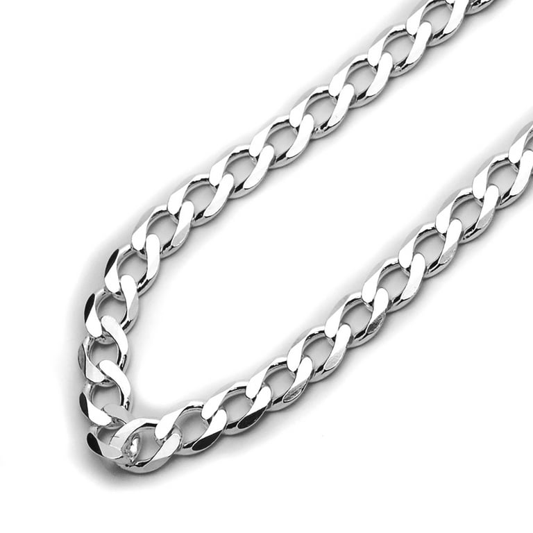 Men's 4.5mm Solid Sterling Silver .925 Curb Link Chain Necklace, Made in  Italy