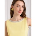 thumbnail image 4 of DARING DIVA Boat Neck Sheath Sleeveless Rhinestone Dress S Light Yellow, 4 of 6