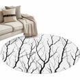 thumbnail image 2 of Round Area Rug 3.3 Ft, Black Branches Washable Non-Slip Circle Carpet for Living Room/Bedroom, Modern Abstract Art Forest Silhouettes Low-Profile Small Kitchen Mats Collection Rugs for Indoor, 2 of 7