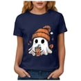 thumbnail image 4 of Akiihool Halloween Clothes for Women Fall Crew Neck T Shirt Funny Halloween Thanksgiving Graphic Tee Casual Family Halloween Costume Tops Navy,XXXL, 4 of 8