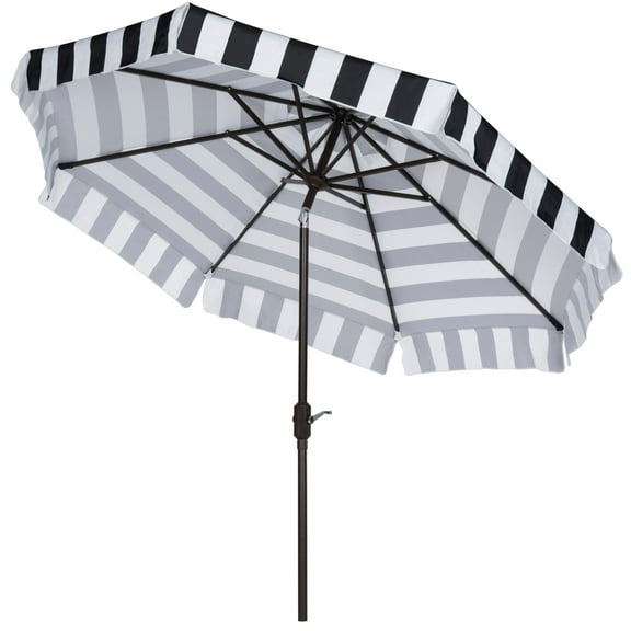 SAFAVIEH Outdoor Collection Elsa Fashion Line 9-Foot Tilt Umbrella Black / White