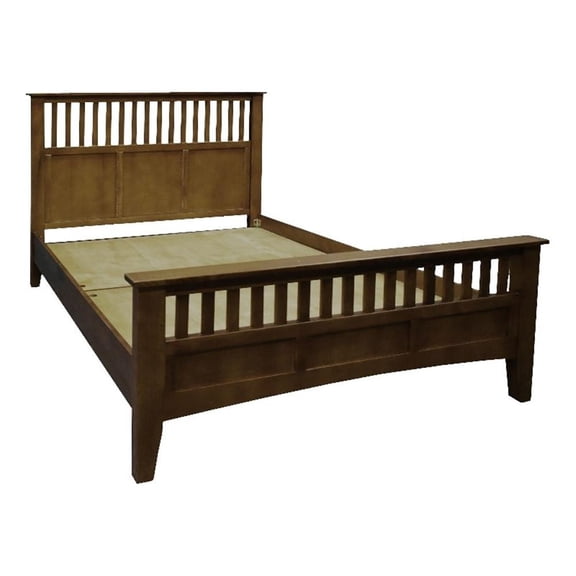 Crafters and Weavers Craftsman Mission Solid Wood Queen Bed with Slats in Walnut