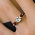 thumbnail image 4 of Gem Stone King 925 Sterling Silver and 10K Yellow Gold IGI Certified Lab Grown Diamond and Garnet Ring for Women | 1.86 Cttw | Center 1 Ct Diamond | D-E Color | VS1-VS2 Clarity | Size 7, 4 of 5