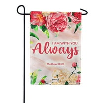 America Forever Bible Verse Garden Flag - 12.5 x 18 inch - Matthew 28:20 I am with You Always - Christian Quotes Double Sided Religious Outdoor Yard Decorative Inspirational Flag