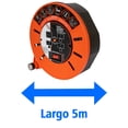 thumbnail image 5 of Extensión Eléctrica d'Carrete IUSA 5m, 3 Entradas + 2 USB negro, 5 of 5