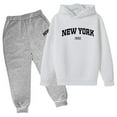 thumbnail image 1 of Spring Outfits Girls Letter Printed Long Sleeve Hoodie Tracksuit Jogger Sweatpants 2Pc Sweatsuit Set Girl Clothes Navy, 1 of 2