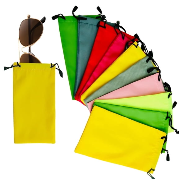 10 Pack Drawstring Sunglasses Soft Cloth Case Storage Bag | Multi-functional Pouch for Small Items | 7x3.5 Inches | Durable & Stylish
