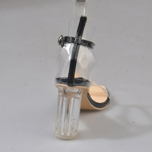 Masteelf Women's Fashion Transparent Shoes with PU and Rubber Black Excellent Materials for Party 1 Pair