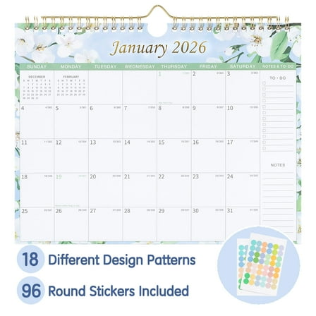 Deli 18 months Wall Calendar 2026, 11" x 8.5", Thick Paper with Julian Dates and Block, Monthly planner for Office Home Planning & Organizing, Color Design