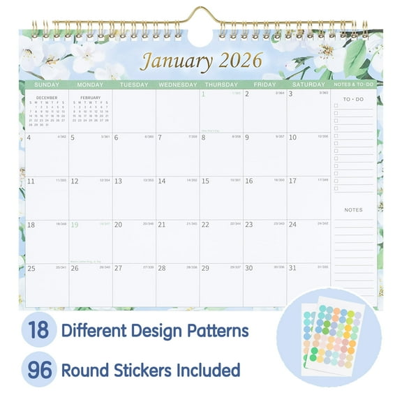 Deli 18 months Wall Calendar 2026, 11" x 8.5", Thick Paper with Julian Dates and Block, Monthly planner for Office Home Planning & Organizing, Color Design