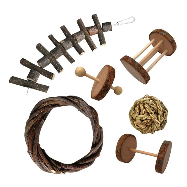 Juguetes de conejillo de de madera, bolas tejidas de zanahoria y maíz, B Yuyangstore Juguetes de madera para hámster