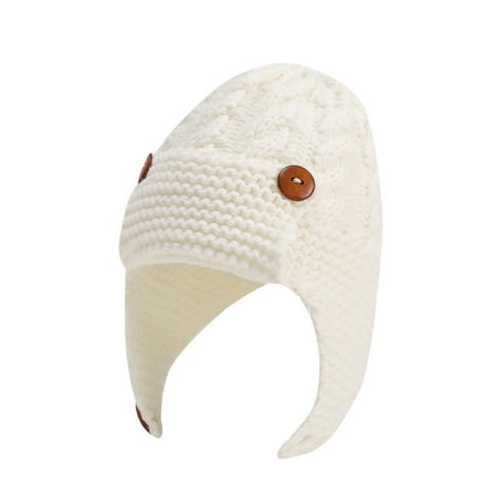 

Baby Girl For Cotton Knitted Winter Warm Earflaps Hats & Caps