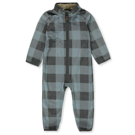 

Carter s Baby Boys Plaid Sherpa Coveralls - blue/gray 9 months (Newborn)