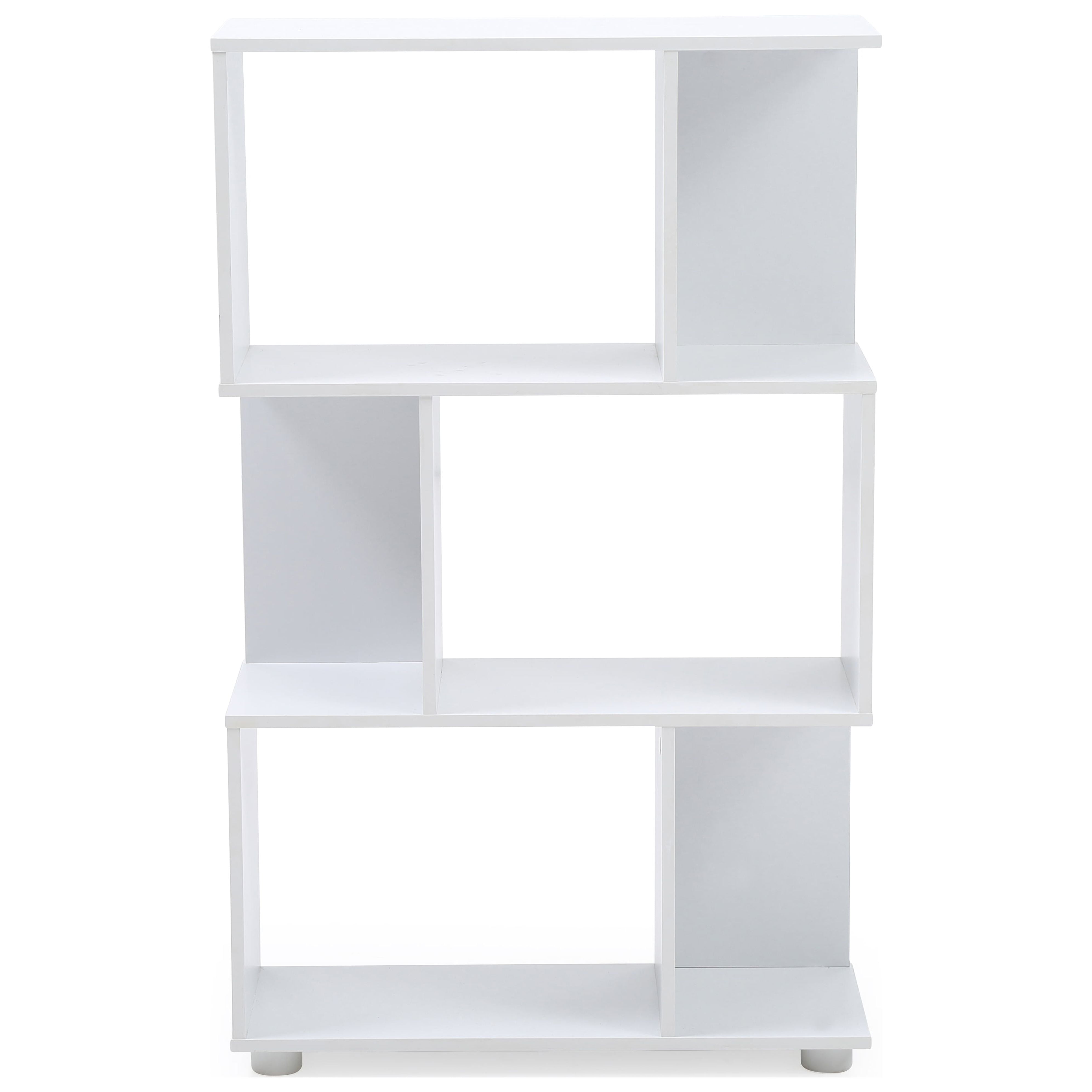 AC Pacific Manor Modern Staggered 3-Shelf Bookcase, White
