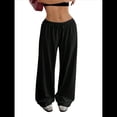 thumbnail image 1 of Pantalones Deportivos Anchos para Mujer, con Cordón, Holgados, de Cintura Alta y Sueltos, Informales Negro XL, 1 of 9