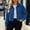 Blue women long sleeve crop top a1, variant on Women Fall Winter Long Sleeve Button Down Crop Top Jacket Collared Open Front Casual Solid Basic Blazer Trendy Office Outfits, Gray S