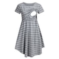 thumbnail image 1 of Sonducket Vestido de enfermería Vestido de rayas de manga corta Trajes de mujer que amamanta Vestidos Gris S, 1 of 6