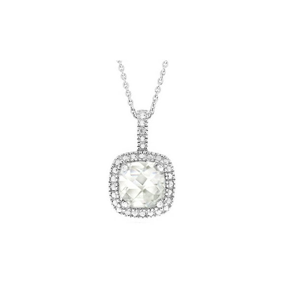 Lab-Created White Topaz Pendant Necklace with Diamond Accent 1 3/4 Carat (Ctw) in Sterling Silver with Chain for Women