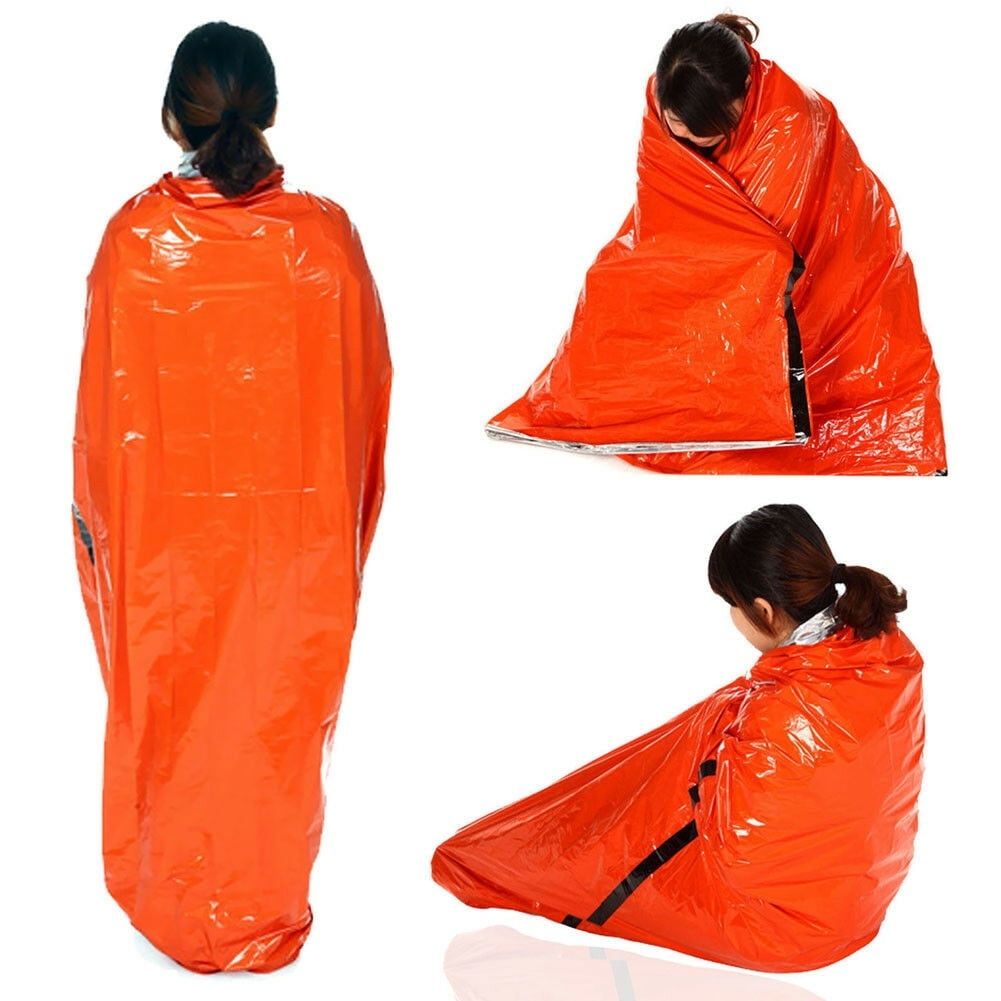 Emergency Survival Thermal Sleeping Bag Emergency Blanket Outdoor Travel Camping Hiking Tube Tent Cloth bag Walmart