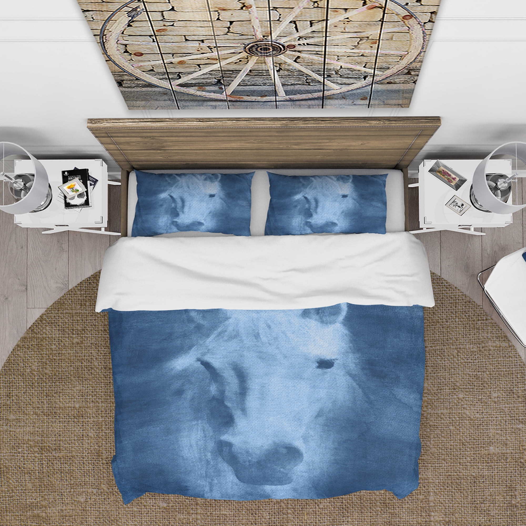 Designart 'Farmhouse Horse IX' Farmhouse Duvet Cover Set