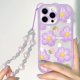 thumbnail image 3 of Funda transparente compatible con iPhone 12 Pro, diseño floral con cadena para niñas y mujeres, suave TPU a prueba de golpes, protectora para iPhone 12 Pro (flor morada)., 3 of 8