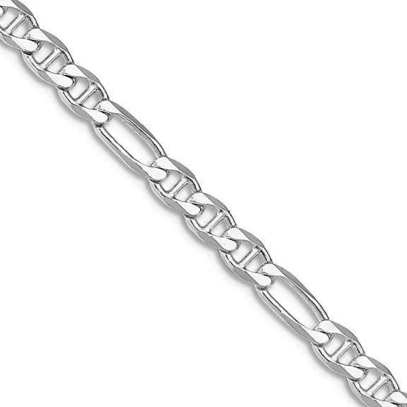 925 Sterling Silver Rhodium Plated 3.75mm Figaro Nautical Ship Mariner Anchor Chain Necklace 18 Inch Chain Necklace for