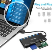 USB SD Card Reader, TSV 7-in-1 Smart Card Reader, 5Gbps Multi USB Card Reader/Writer SD Card Reader for Windows, Mac OS