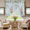 thumbnail image 5 of Easter Rabbit Swag Valance Curtains Spring Floral Eggs Branches Green Wood Grain Rod Pocket Swag Curtains Small Window Treatments for Kitchen Bathroom Bedroom 36" W x 63" L, 2 Panels, 5 of 9