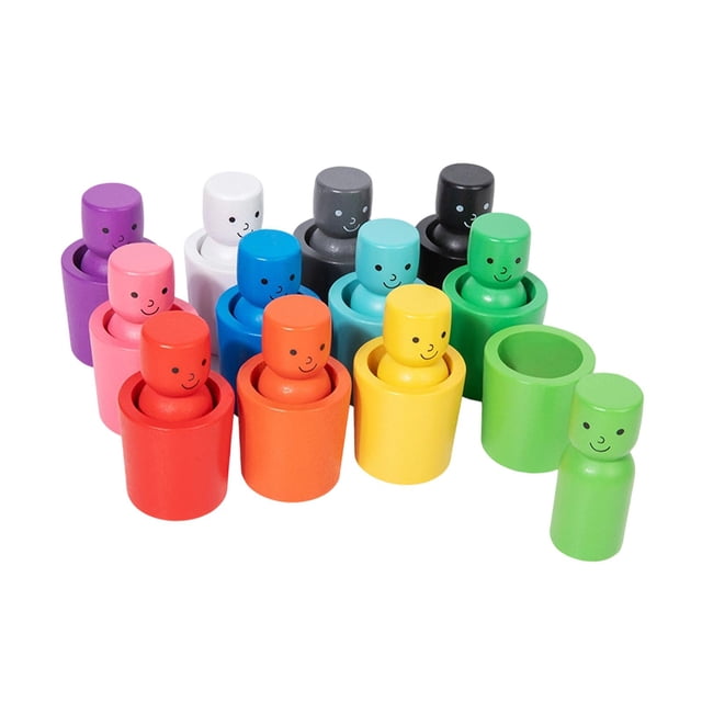 Color Sorting Cups Juguetes Educativos Vasos Apilables de Madera Actividades Sensoriales Juego de Emparejamiento para Mejorar Habilidades Motrices