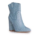thumbnail image 2 of Women’s Rhinestones Denim Western Dress Block Heel Ankle Boots, 2 of 2
