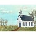 thumbnail image 2 of Moore, Regina 24x19 Black Ornate Wood Framed with Double Matting Museum Art Print Titled - Country Church IV, 2 of 4