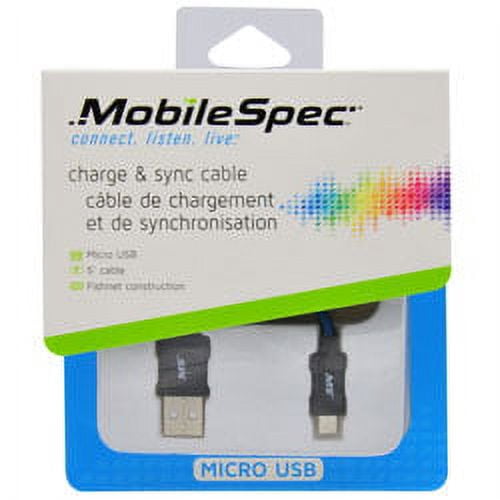 MobileSpec MBS06112 5 Feet Micro to USB Charge and Sync Fishnet Cable - Blue/Black