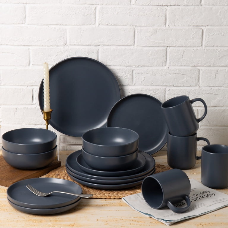 AsterOutdoor 12-Piece Blue Stoneware Dinnerware Set for 4 photo 8
