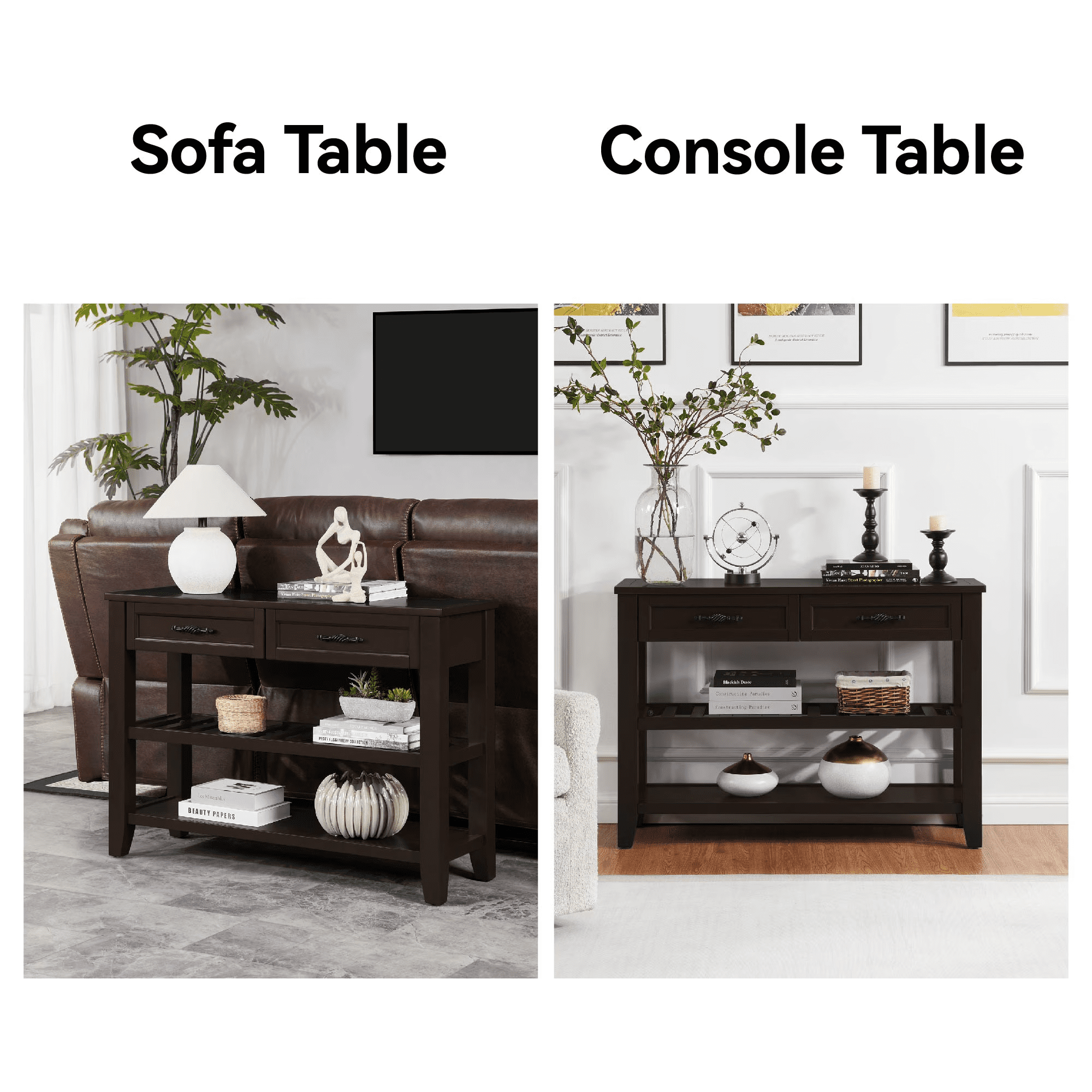 Aukfa Narrow Console Table with Storage Drawer, Entryway Table, Sofa Table for Living Room, Coffee